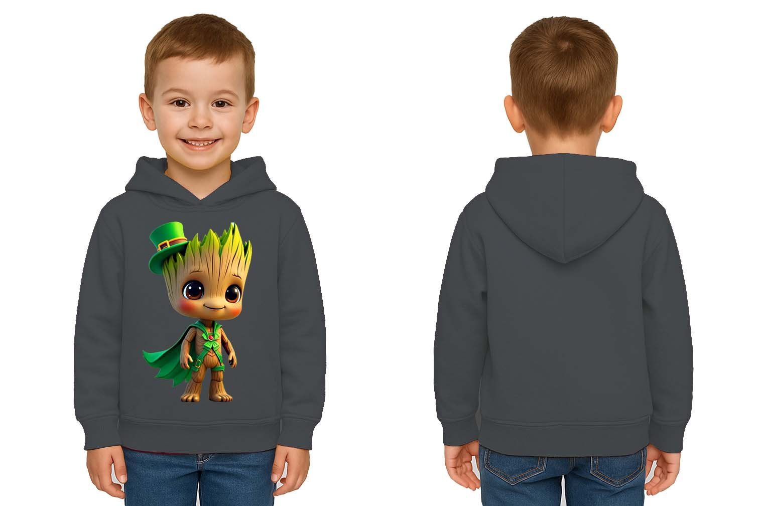 Unisex Groot Baskılı Çocuk Swaetshirt Kapüşonlu 3 İplik Şardonlu