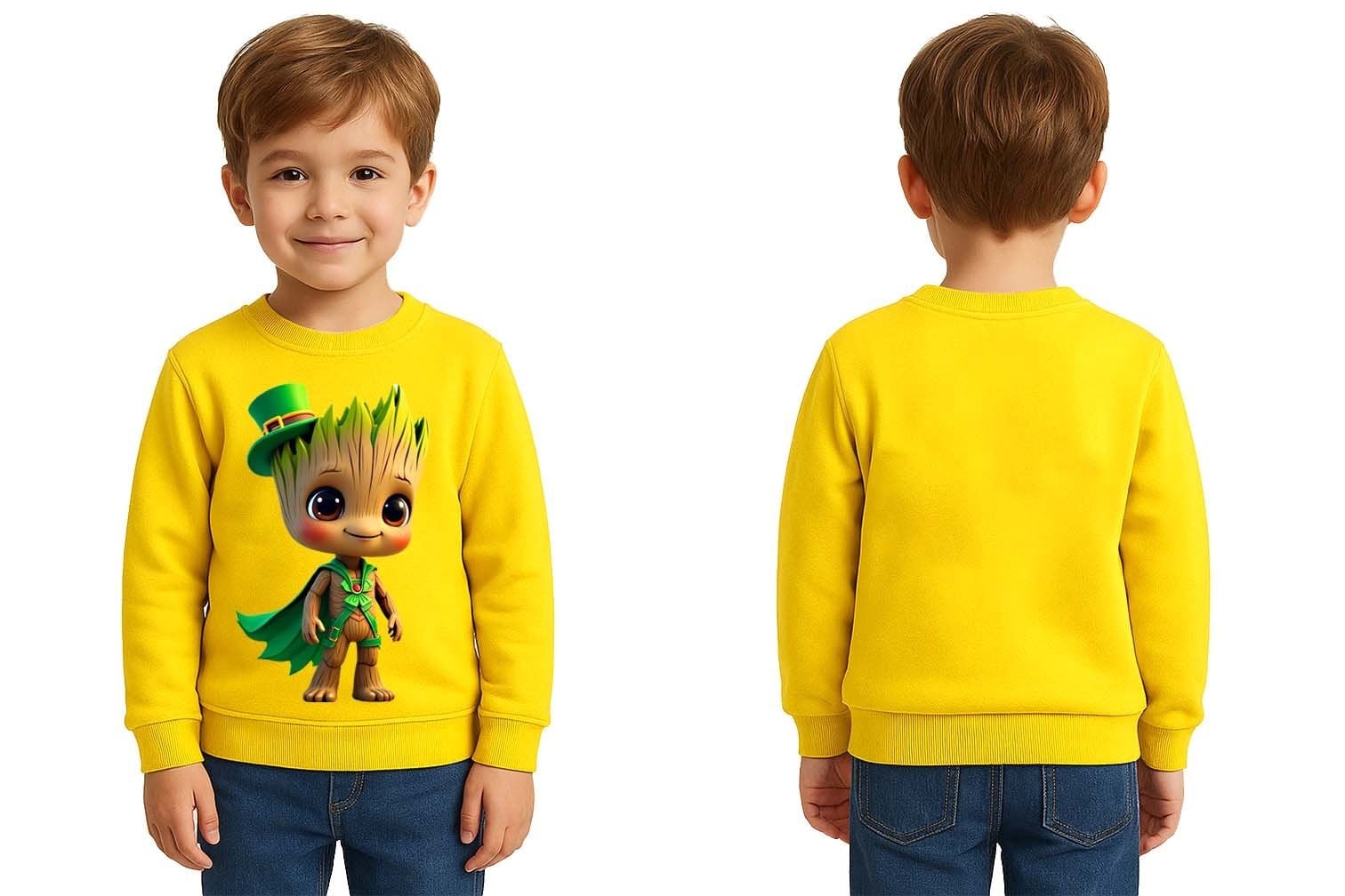 Unisex Groot Baskılı Çocuk Swaetshirt 3 İplik Şardonlu