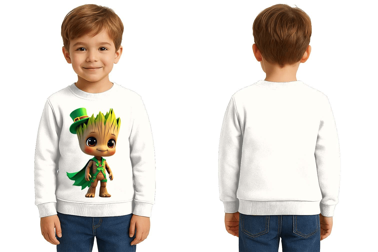 Unisex Groot Baskılı Çocuk Swaetshirt 3 İplik Şardonlu