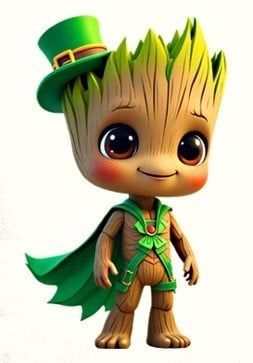Unisex Groot Baskılı Çocuk Swaetshirt Kapüşonlu 3 İplik Şardonlu