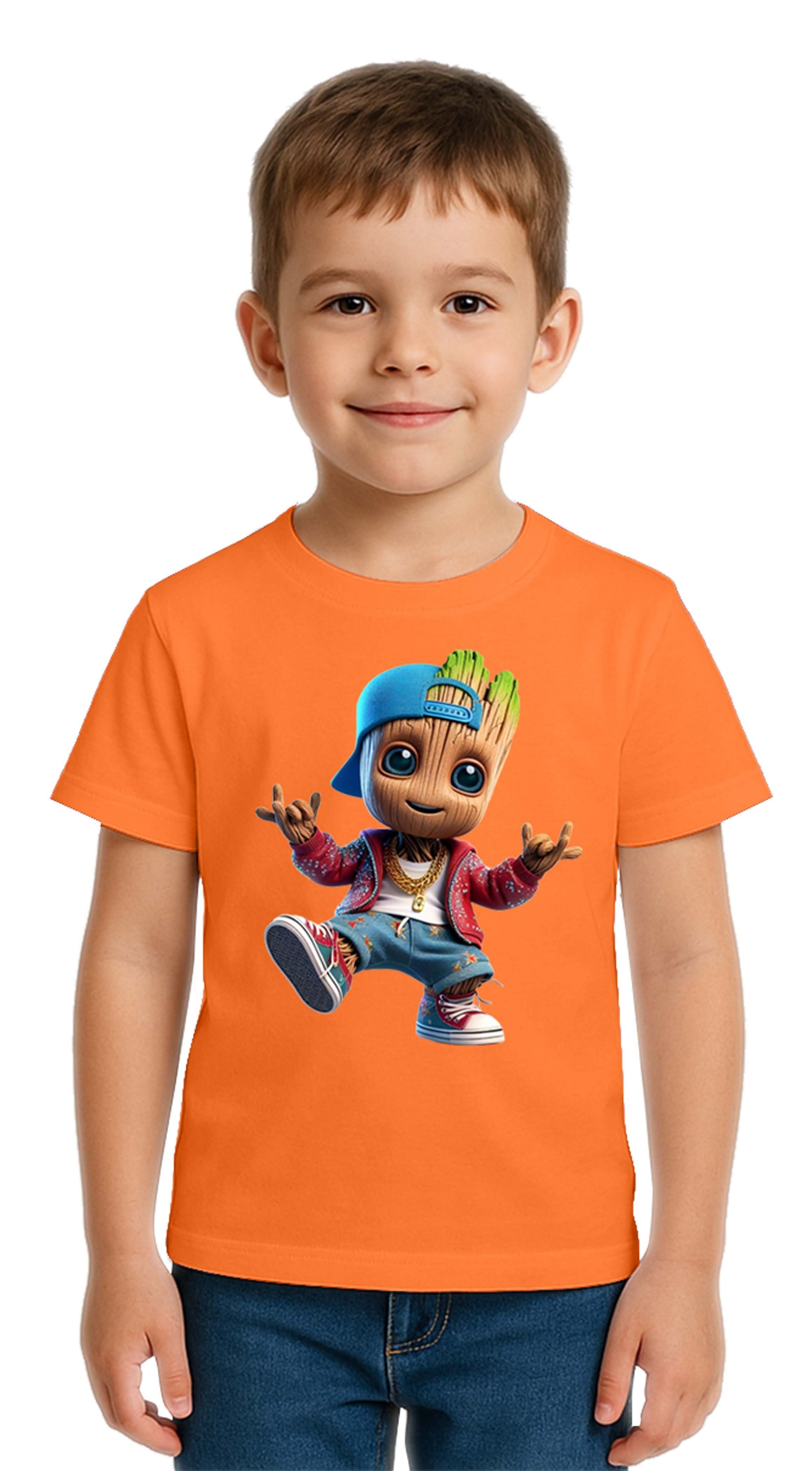 Unisex Groot Baskılı Çocuk Tişört pamuklu penye kumaş
