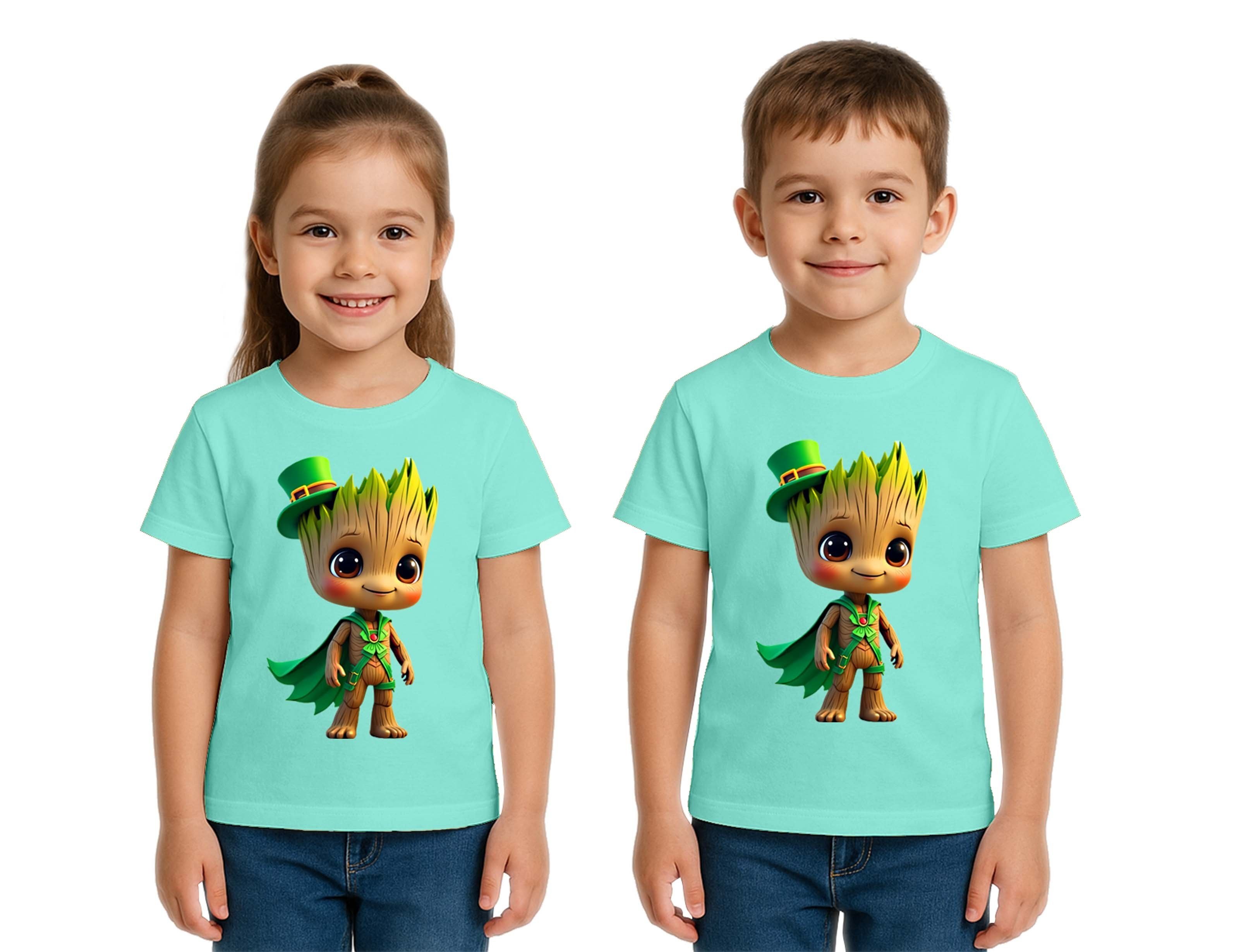 Unisex Groot Baskılı Çocuk Tişört pamuklu penye kumaş