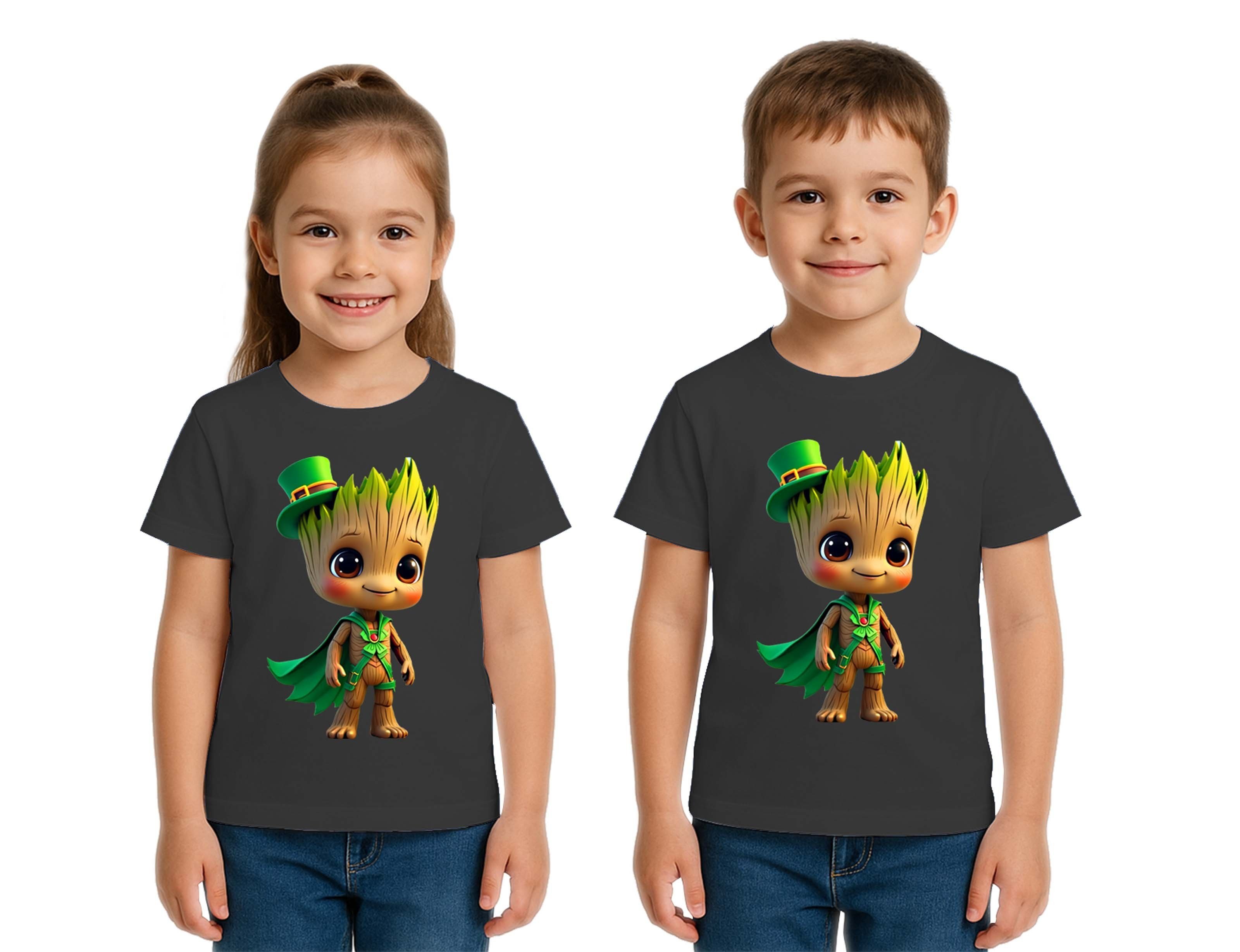 Unisex Groot Baskılı Çocuk Tişört pamuklu penye kumaş