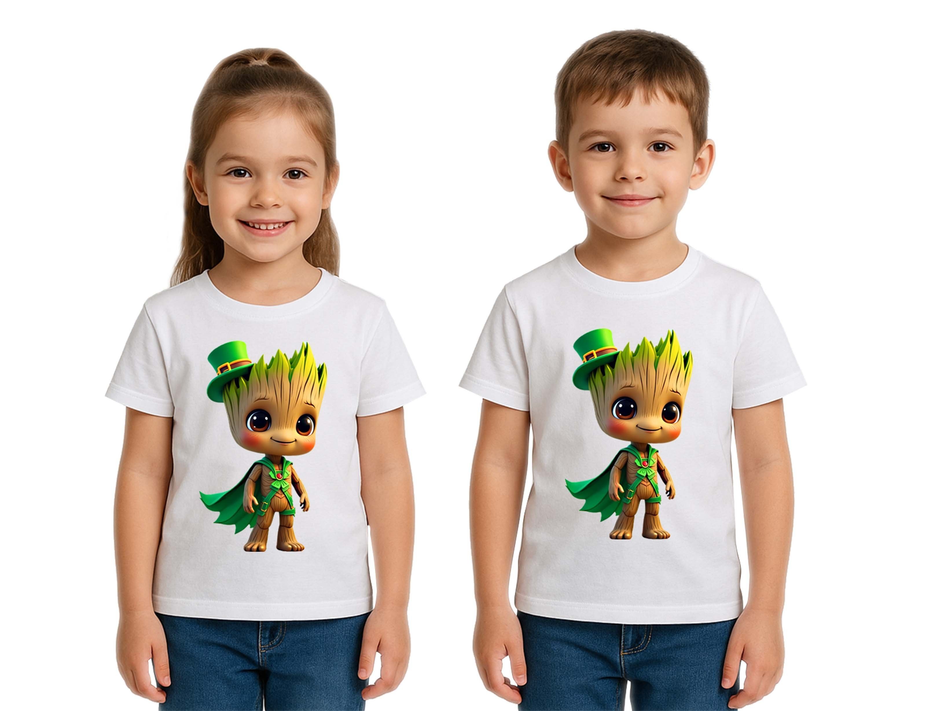 Unisex Groot Baskılı Çocuk Tişört pamuklu penye kumaş