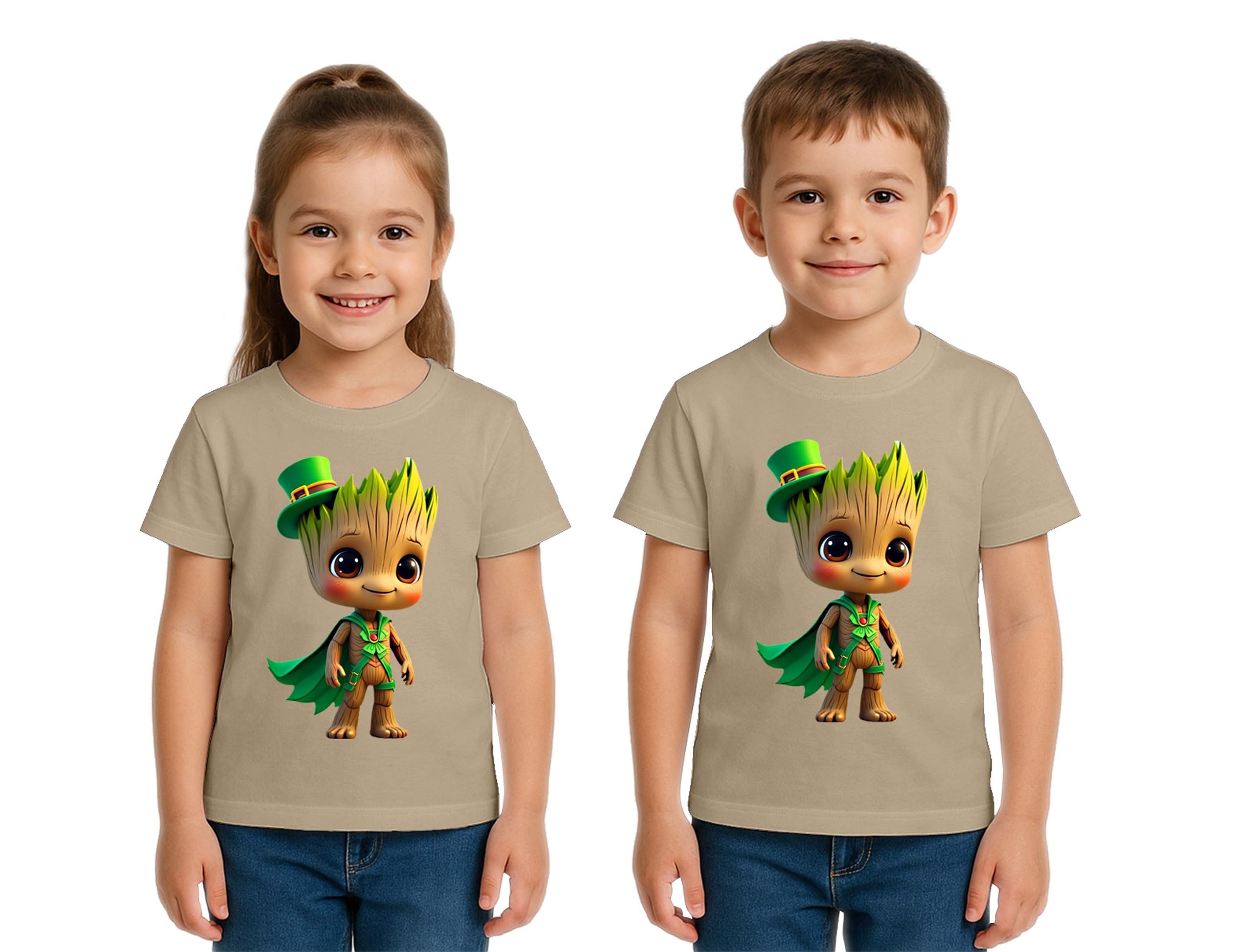 Unisex Groot Baskılı Çocuk Tişört pamuklu penye kumaş