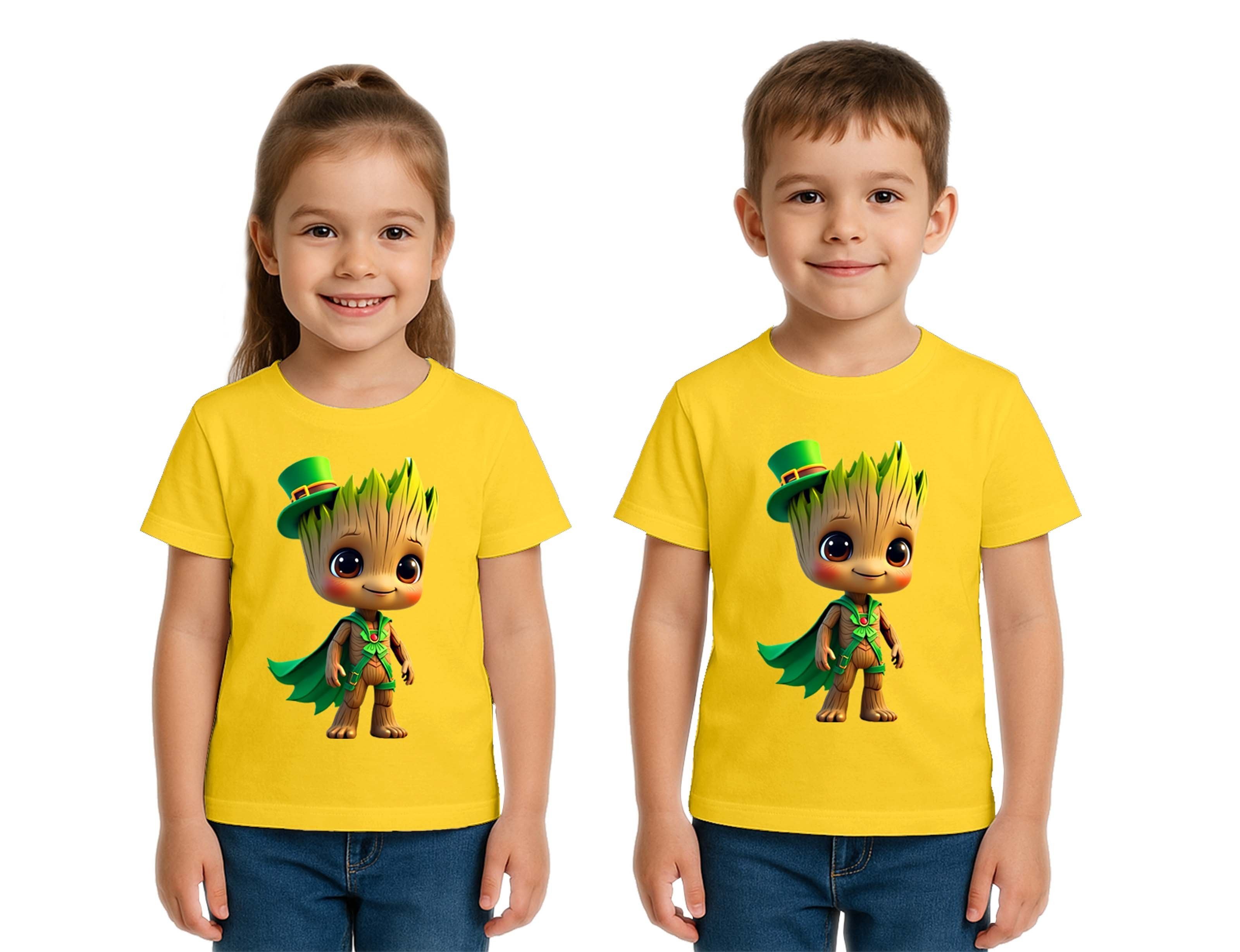 Unisex Groot Baskılı Çocuk Tişört pamuklu penye kumaş