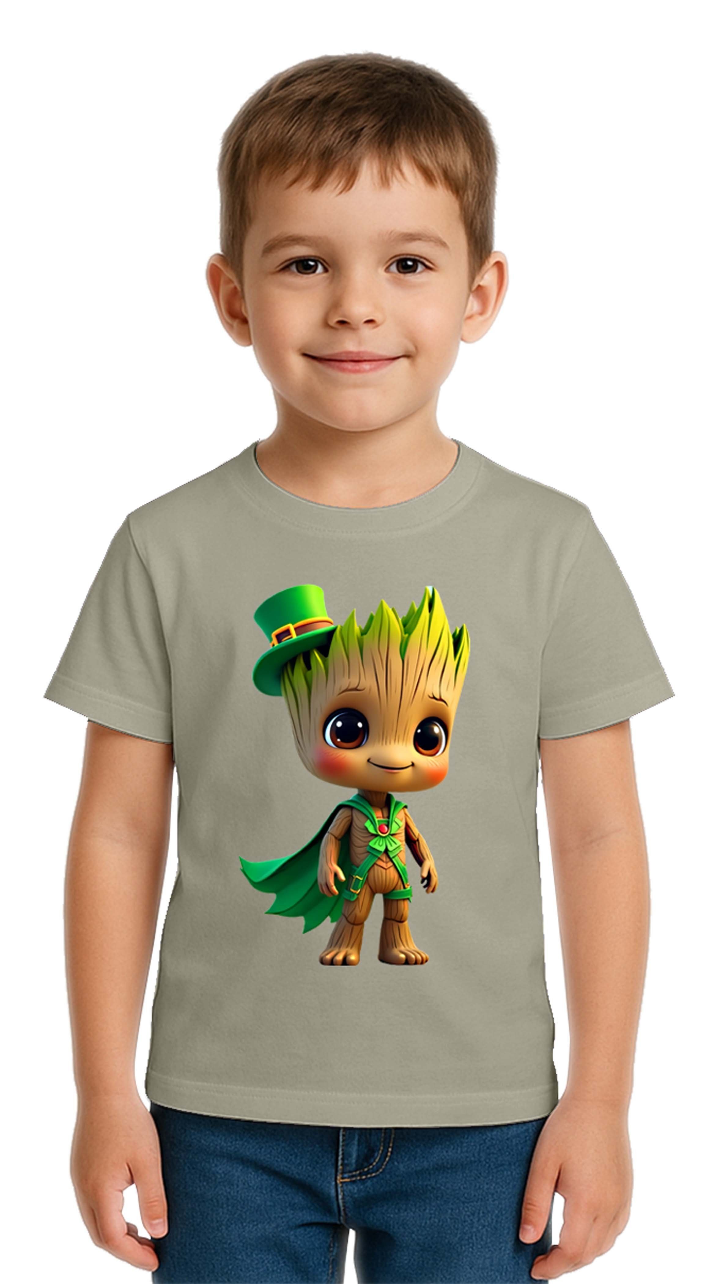 Unisex Groot Baskılı Çocuk Tişört pamuklu penye kumaş