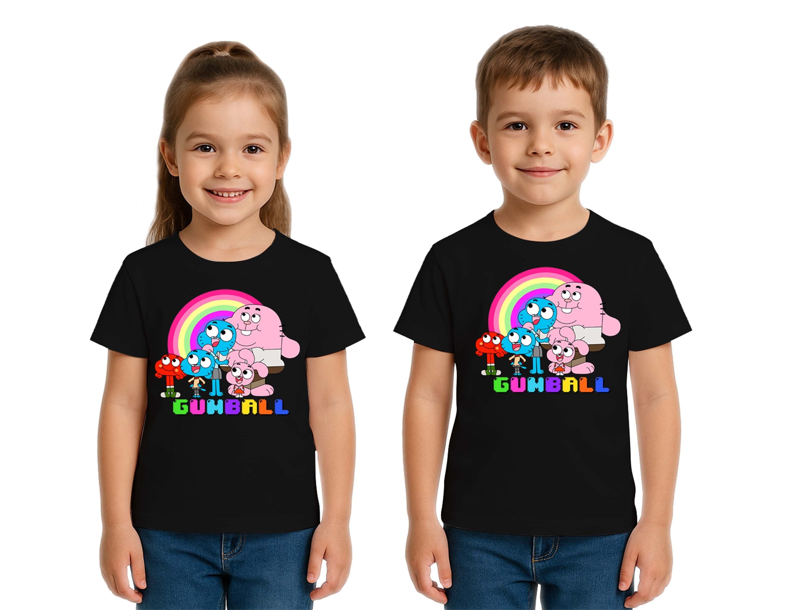 Unisex gumball baskılı Çocuk Tişört pamuklu penye kumaş