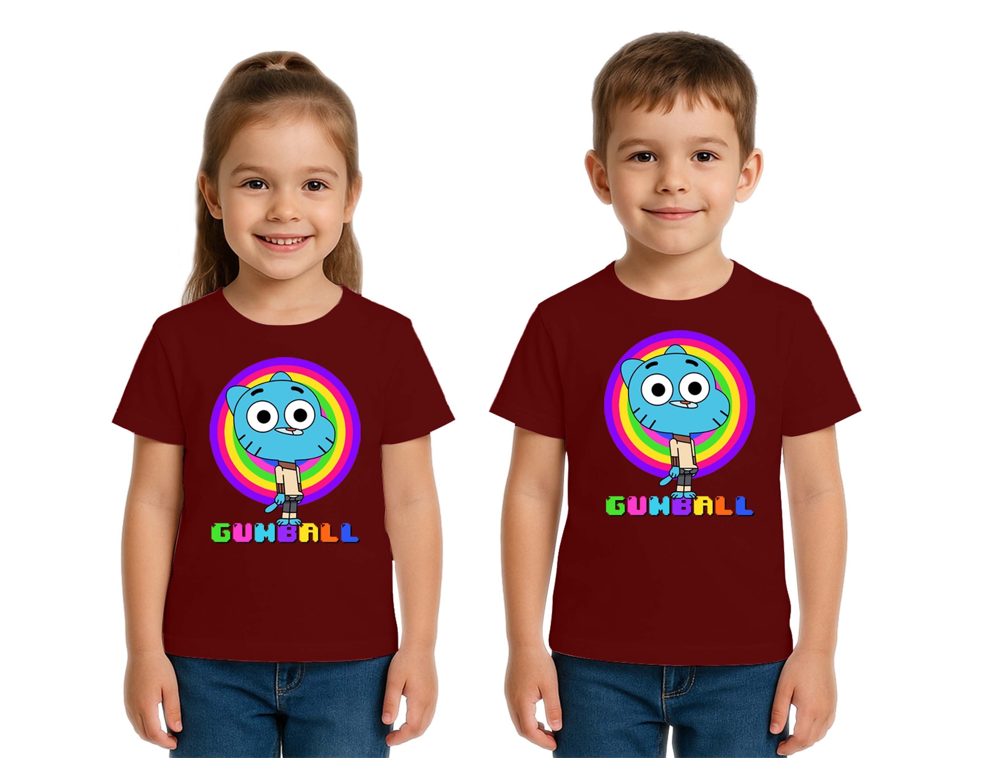 Unisex gumball baskılı Çocuk Tişört pamuklu penye kumaş
