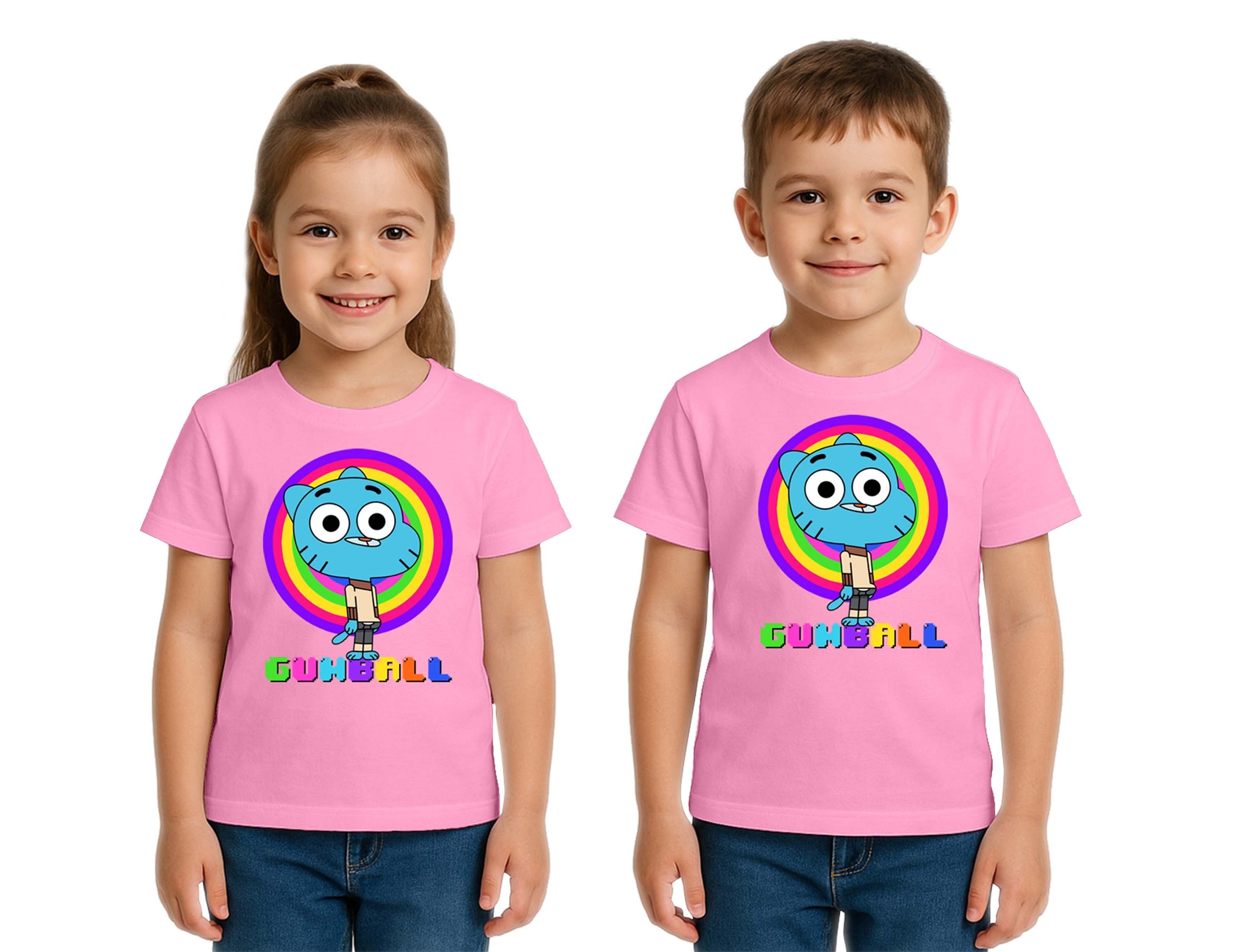Unisex gumball baskılı Çocuk Tişört pamuklu penye kumaş