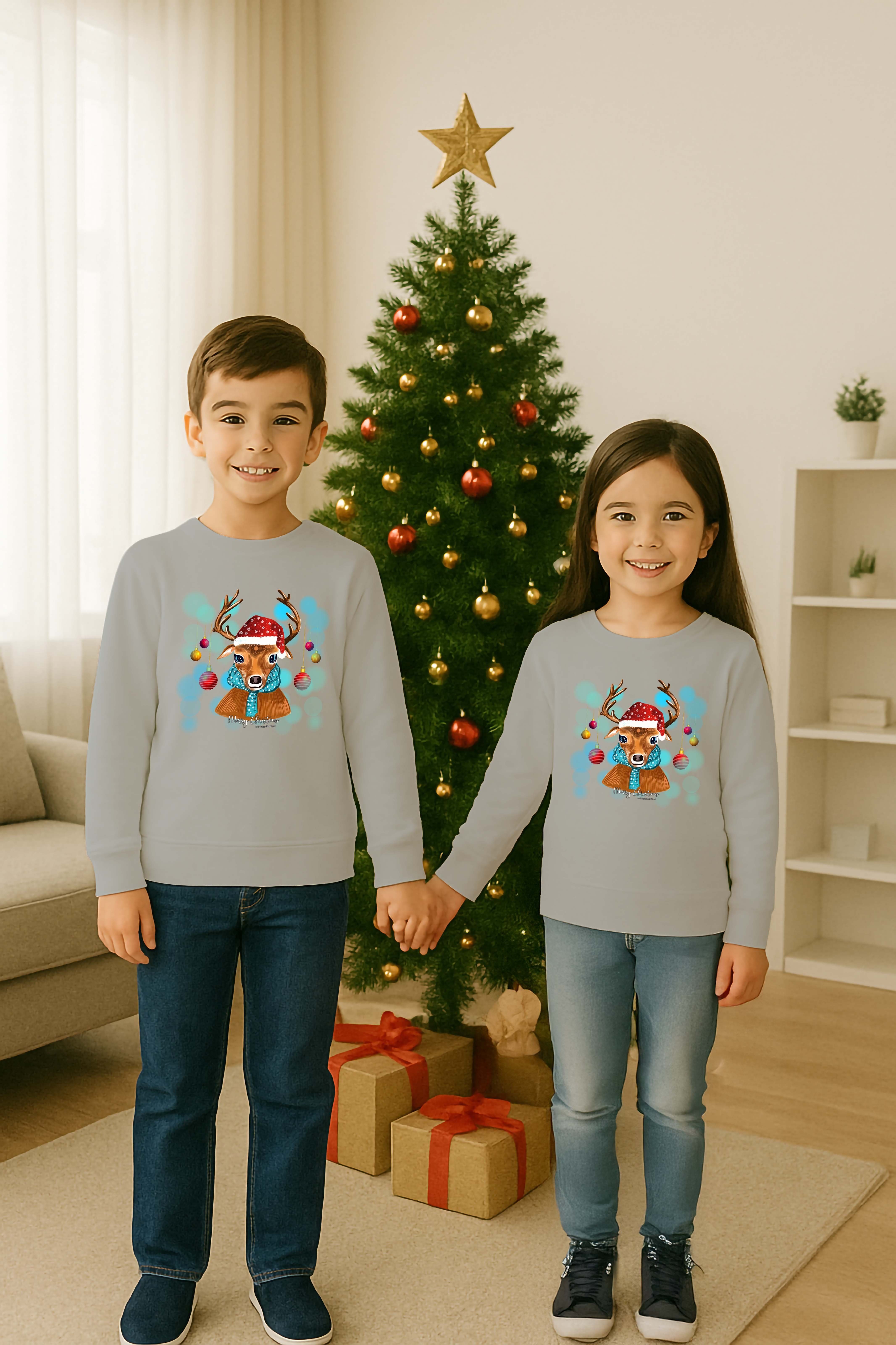 Unisex Happy New Year Yılbaşı Baskılı Yetişkin ve Çocuk Sweatshirt 3 İplik Şardonlu Kumaş