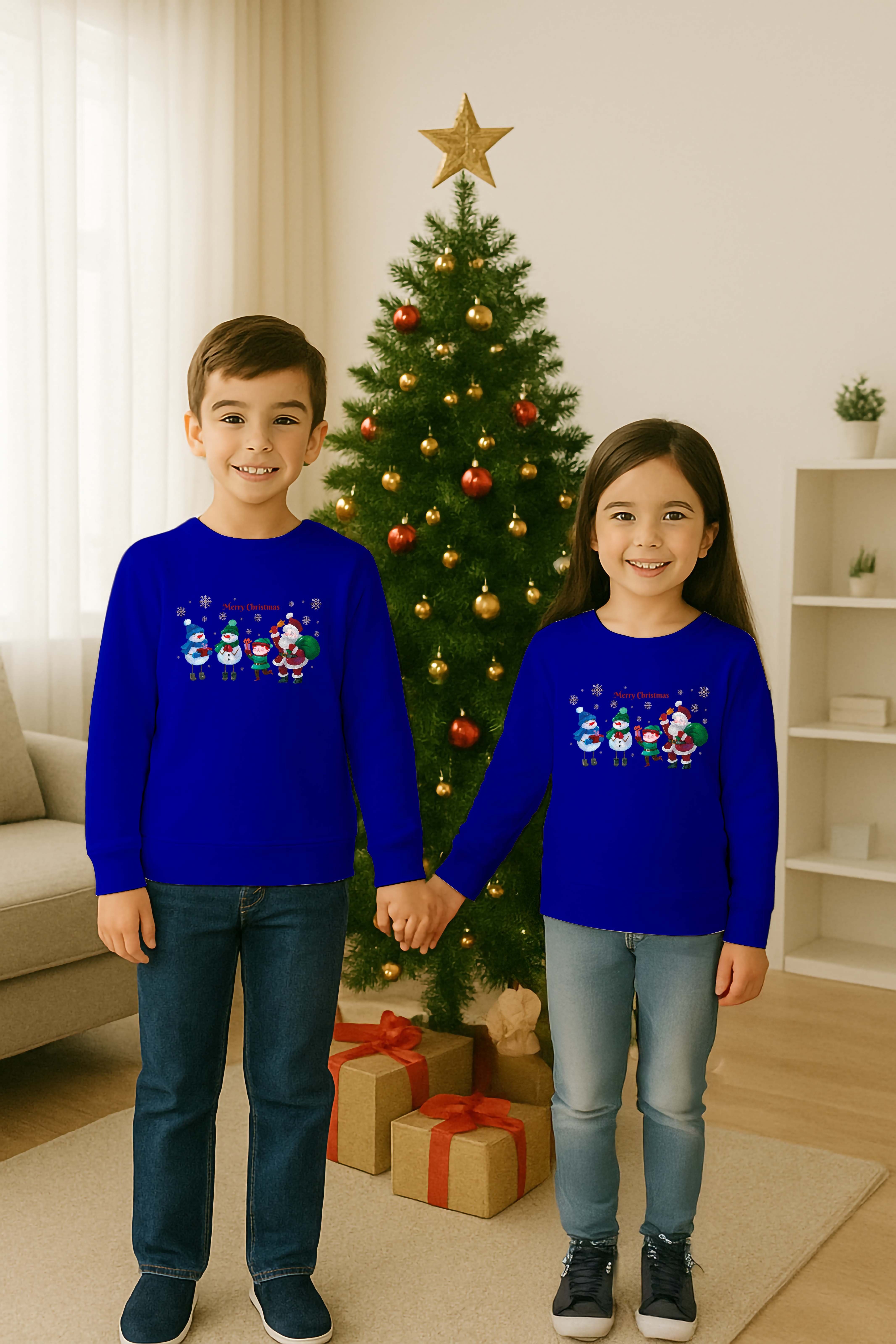 Unisex Happy New Year Yılbaşı Baskılı Yetişkin ve  Çocuk Sweatshirt 3 İplik Şardonlu Kumaş