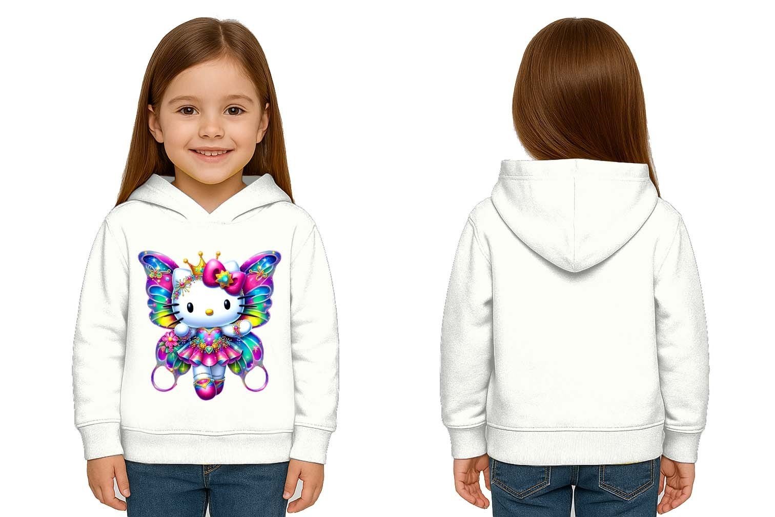 Unisex hello kity  Baskılı Çocuk Swaetshirt  Baskılı Kapüşonlu 3 İplik Şardonlu