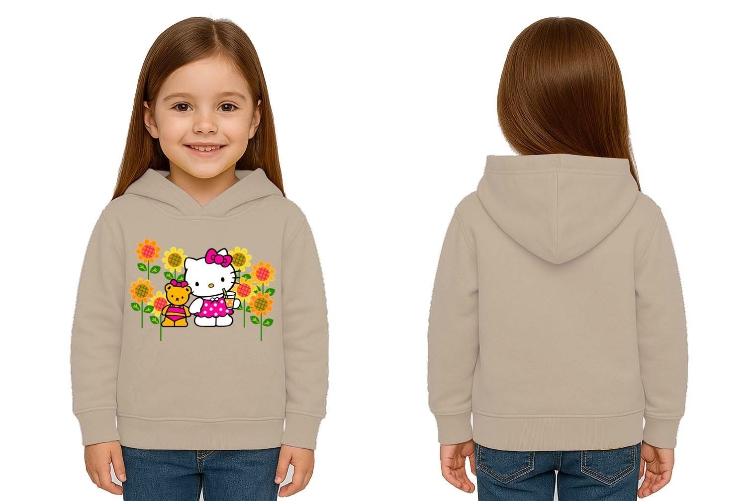 Unisex hello kity  Baskılı Çocuk Swaetshirt  Baskılı Kapüşonlu 3 İplik Şardonlu