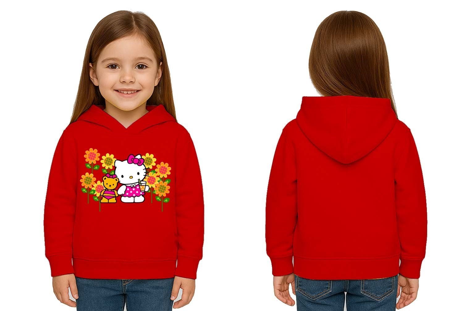 Unisex hello kity  Baskılı Çocuk Swaetshirt  Baskılı Kapüşonlu 3 İplik Şardonlu