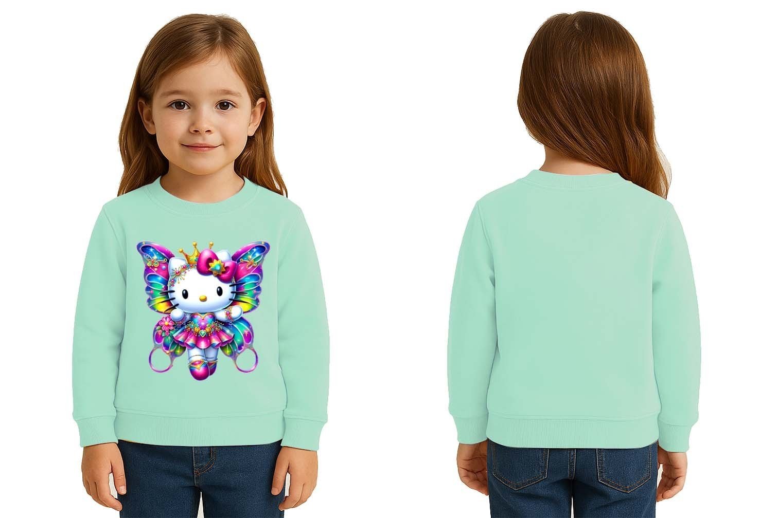 Unisex Hello Kity Baskılı Çocuk Swaetshirt 3 İplik Şardonlu