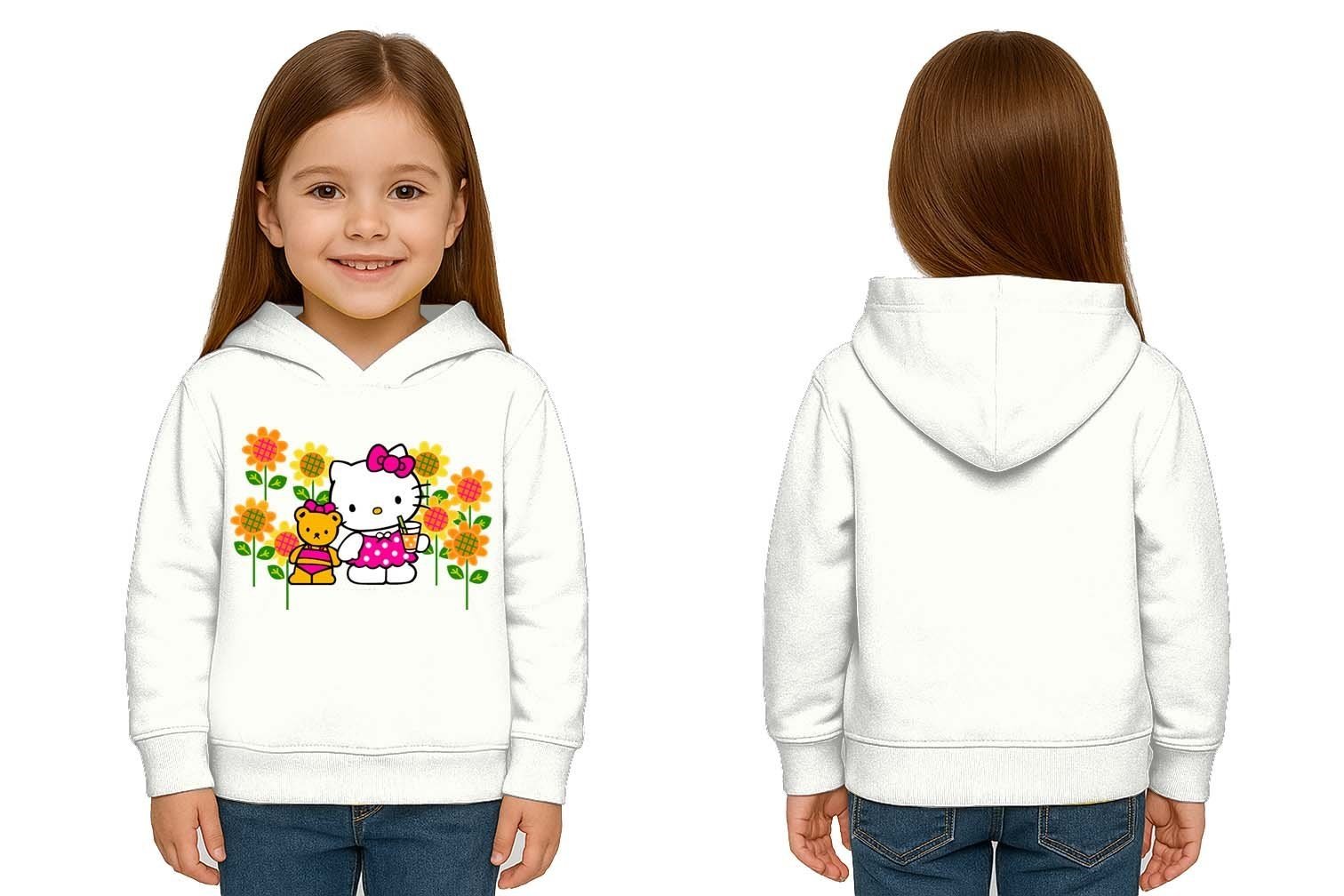 Unisex hello kity  Baskılı Çocuk Swaetshirt  Baskılı Kapüşonlu 3 İplik Şardonlu