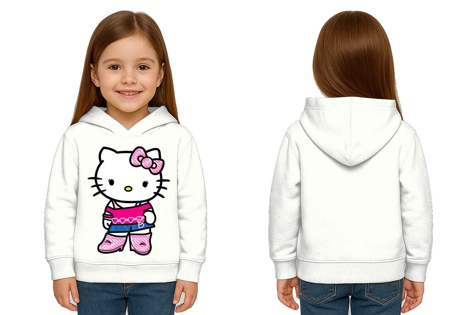 Unisex hello kity  Baskılı Çocuk Swaetshirt  Baskılı Kapüşonlu 3 İplik Şardonlu