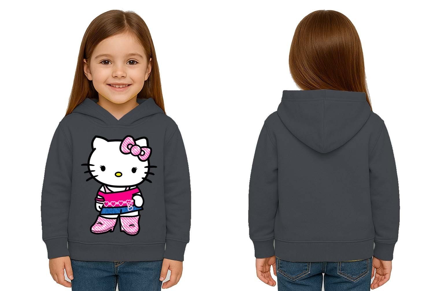 Unisex hello kity  Baskılı Çocuk Swaetshirt  Baskılı Kapüşonlu 3 İplik Şardonlu