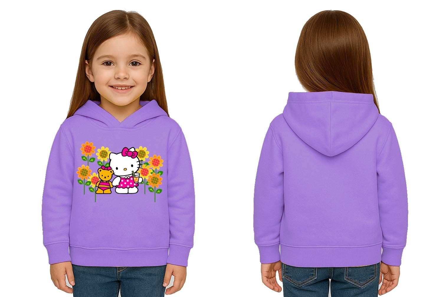 Unisex hello kity  Baskılı Çocuk Swaetshirt  Baskılı Kapüşonlu 3 İplik Şardonlu