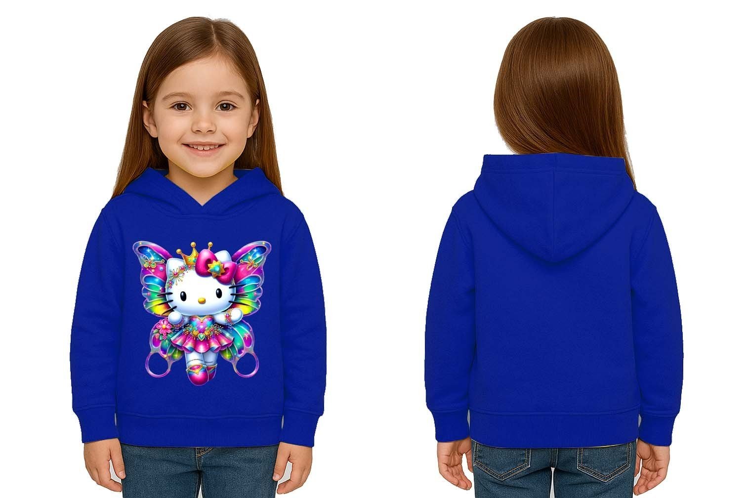 Unisex hello kity  Baskılı Çocuk Swaetshirt  Baskılı Kapüşonlu 3 İplik Şardonlu