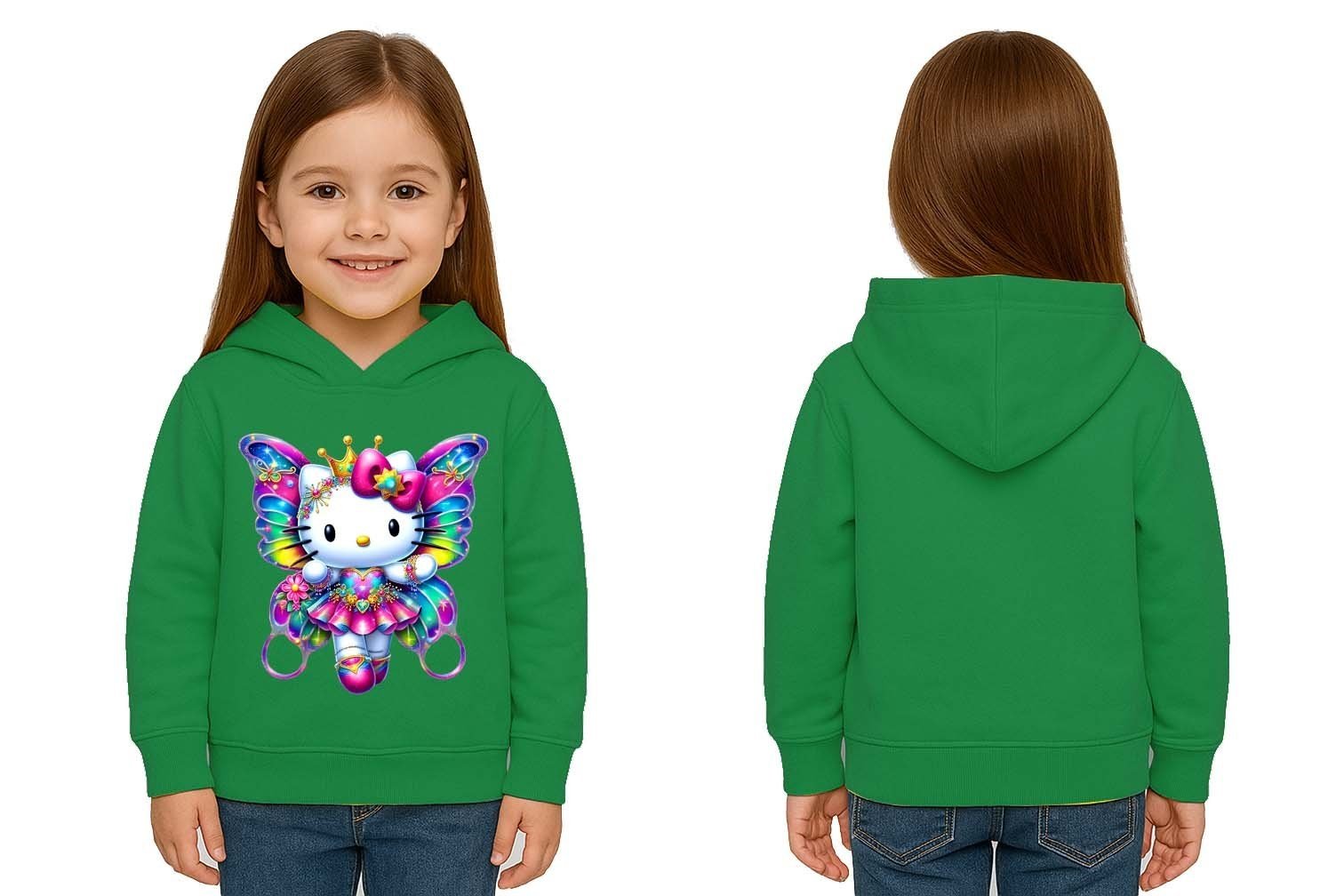 Unisex hello kity  Baskılı Çocuk Swaetshirt  Baskılı Kapüşonlu 3 İplik Şardonlu