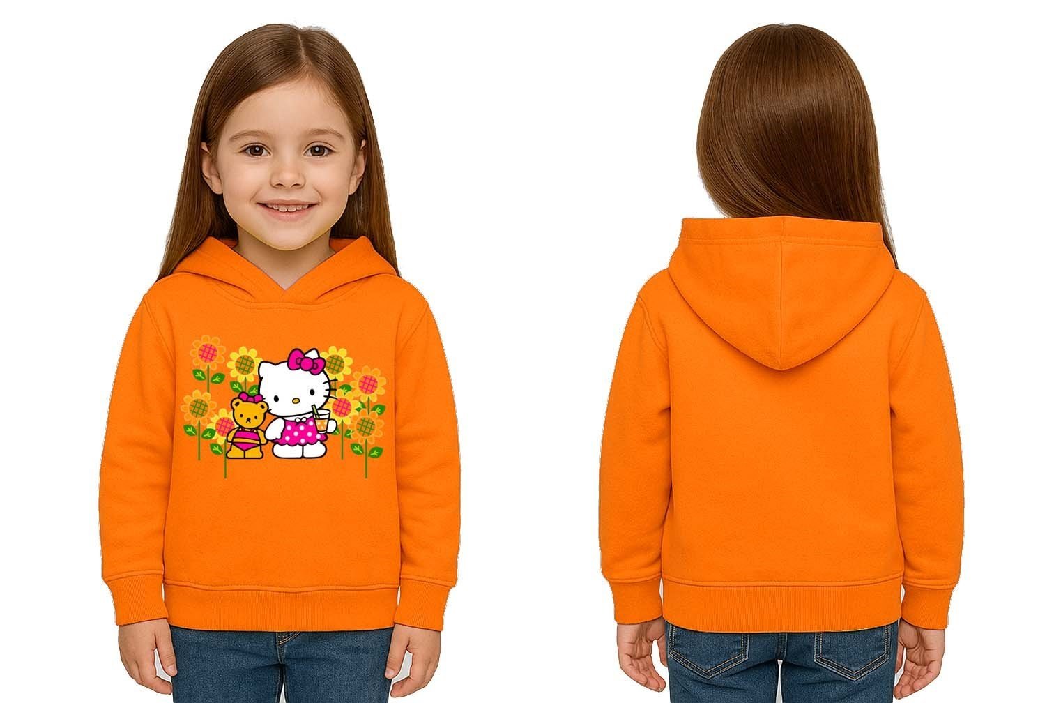 Unisex hello kity  Baskılı Çocuk Swaetshirt  Baskılı Kapüşonlu 3 İplik Şardonlu