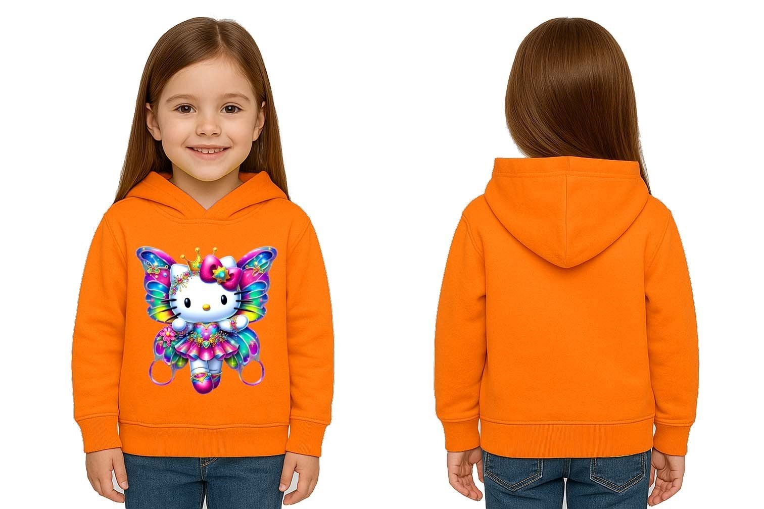 Unisex hello kity  Baskılı Çocuk Swaetshirt  Baskılı Kapüşonlu 3 İplik Şardonlu