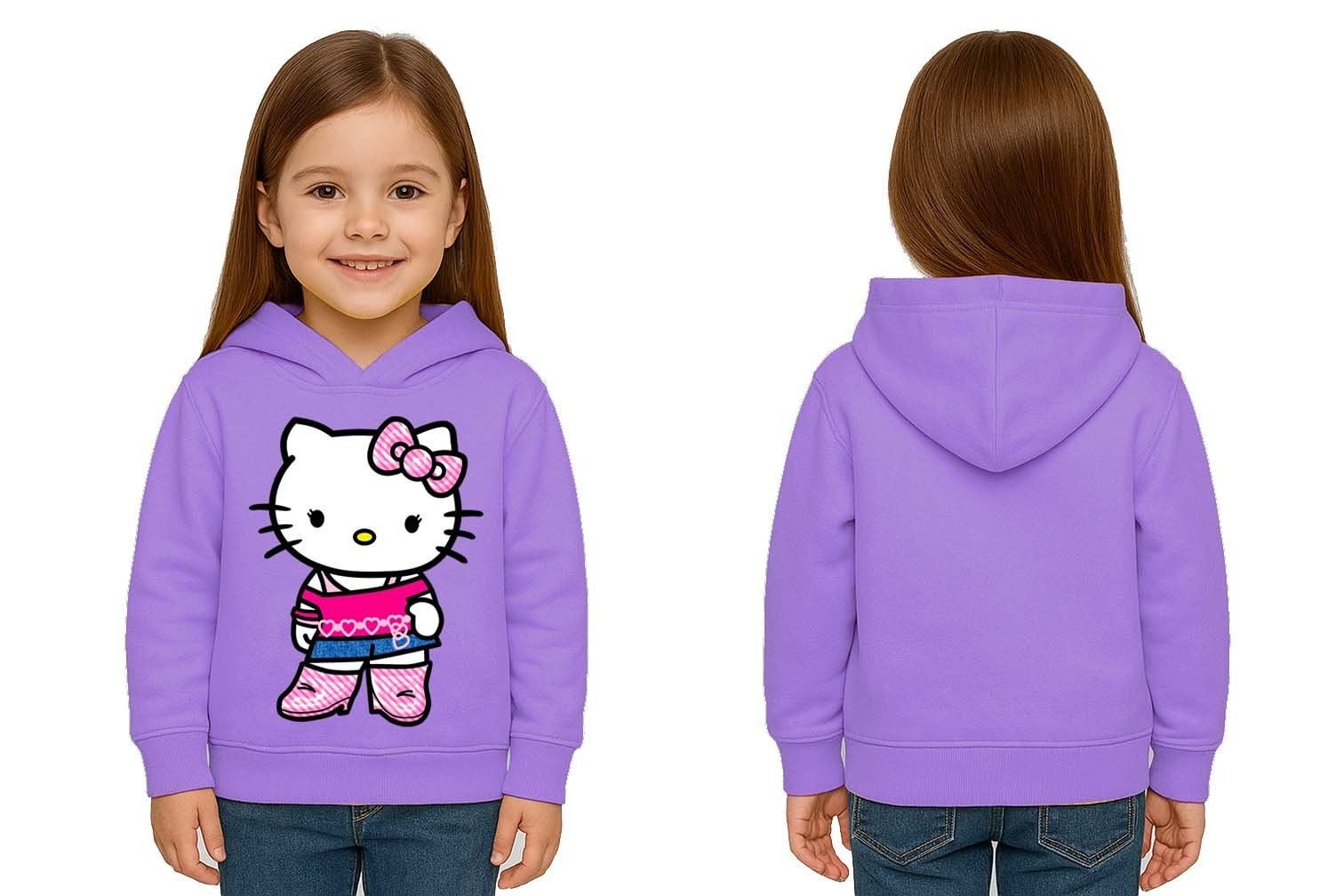 Unisex hello kity  Baskılı Çocuk Swaetshirt  Baskılı Kapüşonlu 3 İplik Şardonlu