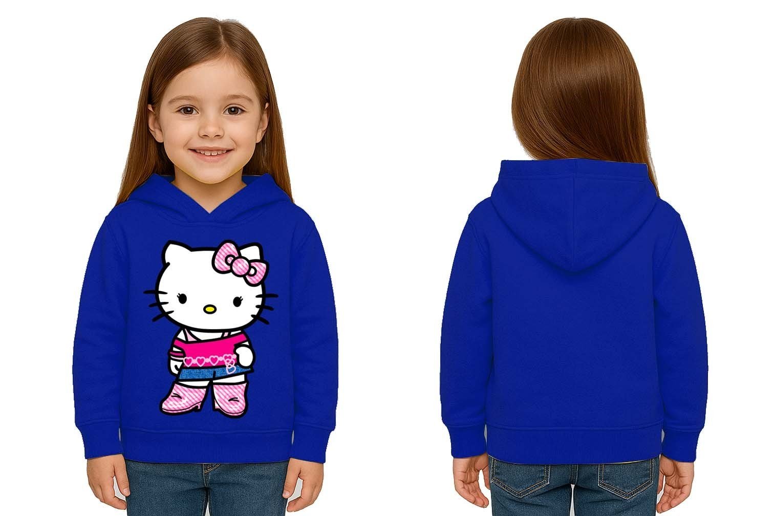 Unisex hello kity  Baskılı Çocuk Swaetshirt  Baskılı Kapüşonlu 3 İplik Şardonlu