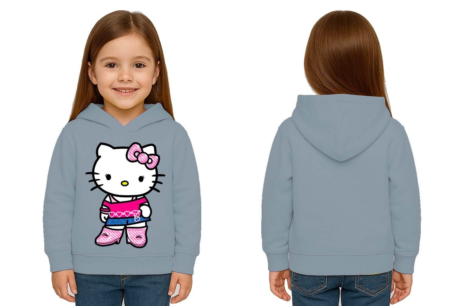 Unisex hello kity  Baskılı Çocuk Swaetshirt  Baskılı Kapüşonlu 3 İplik Şardonlu