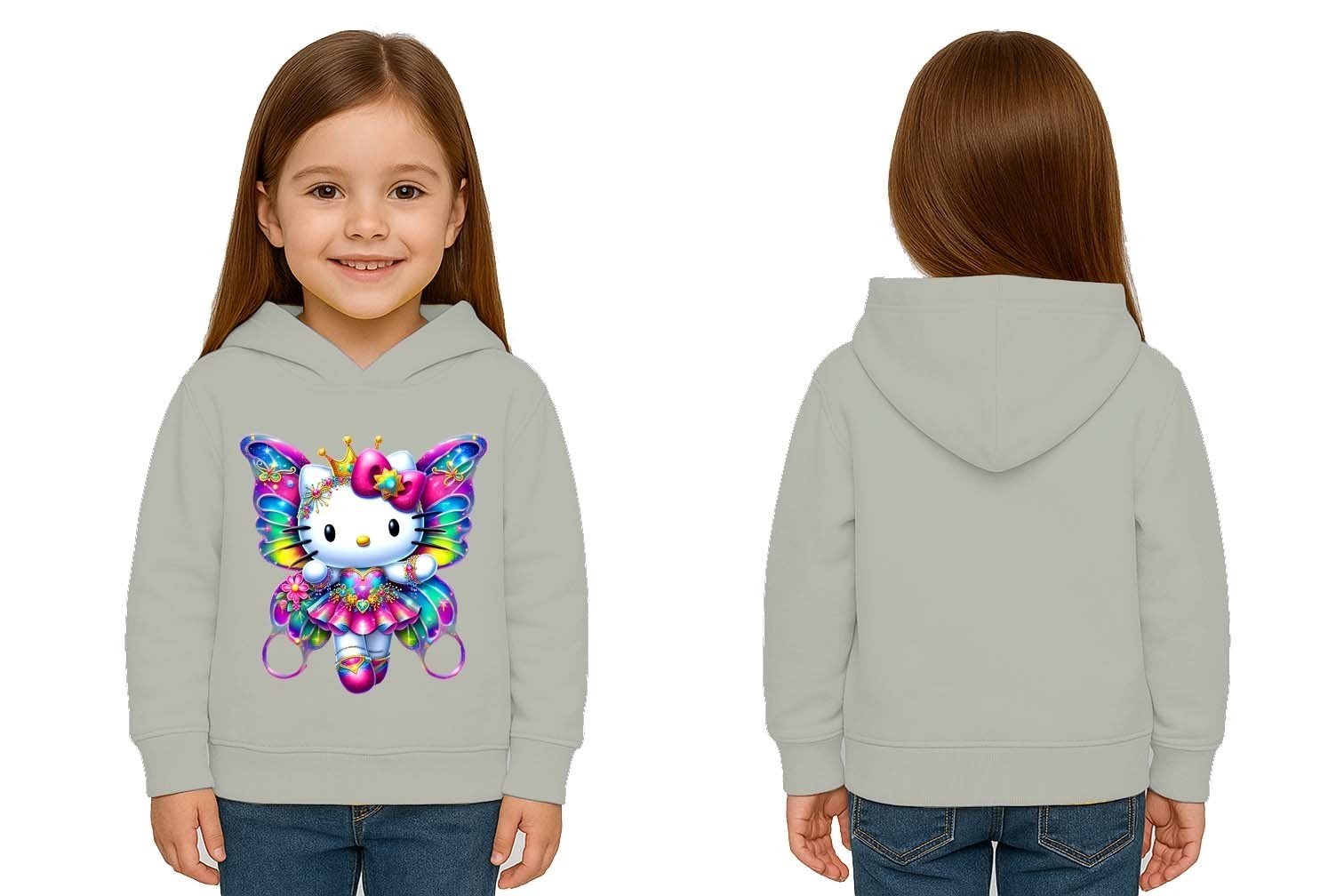 Unisex hello kity  Baskılı Çocuk Swaetshirt  Baskılı Kapüşonlu 3 İplik Şardonlu