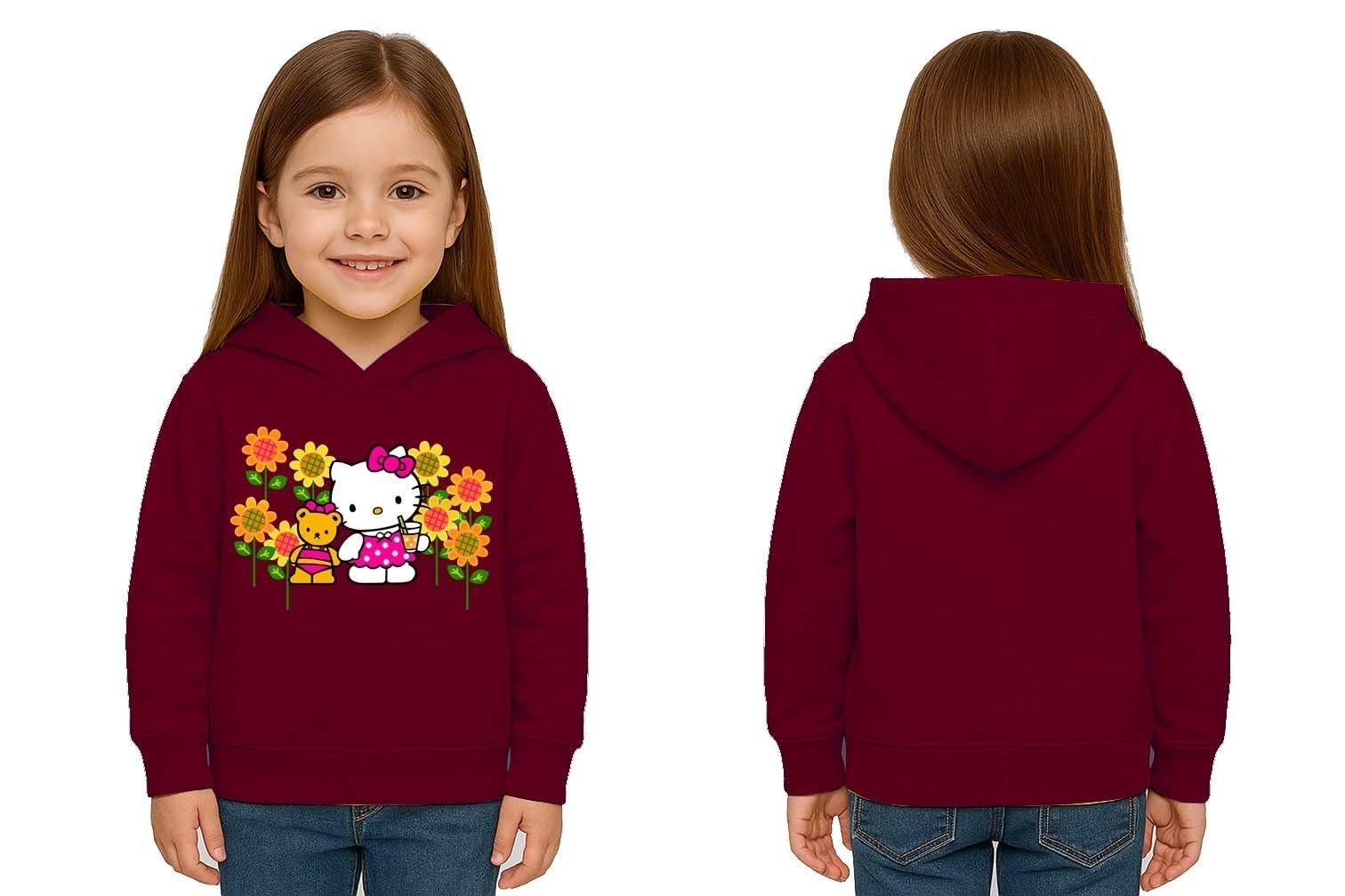 Unisex hello kity  Baskılı Çocuk Swaetshirt  Baskılı Kapüşonlu 3 İplik Şardonlu