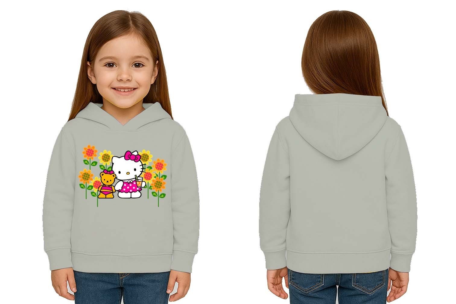 Unisex hello kity  Baskılı Çocuk Swaetshirt  Baskılı Kapüşonlu 3 İplik Şardonlu