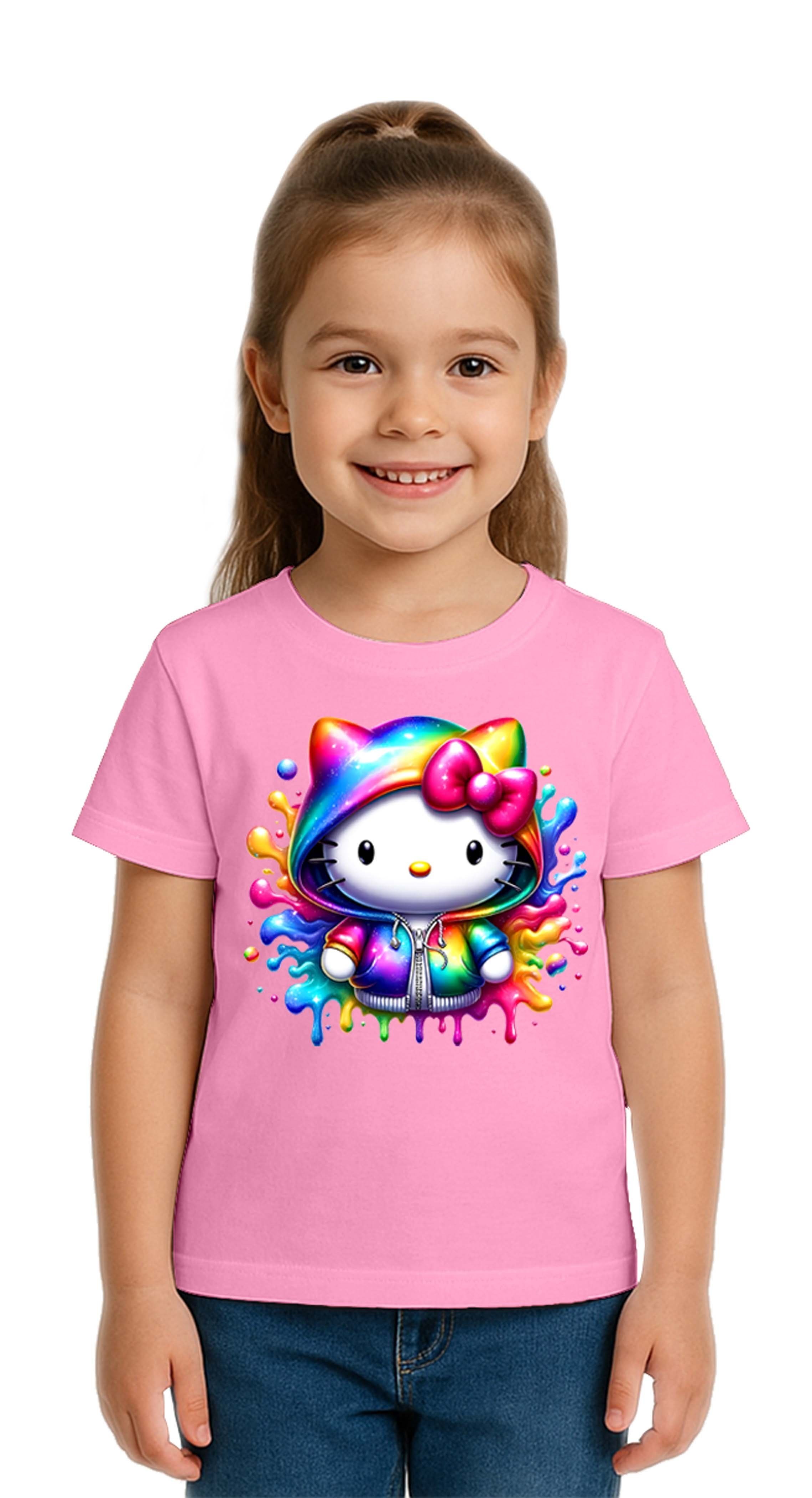 Unisex Hello Kity Baskılı Çocuk Tişört pamuklu penye kumaş