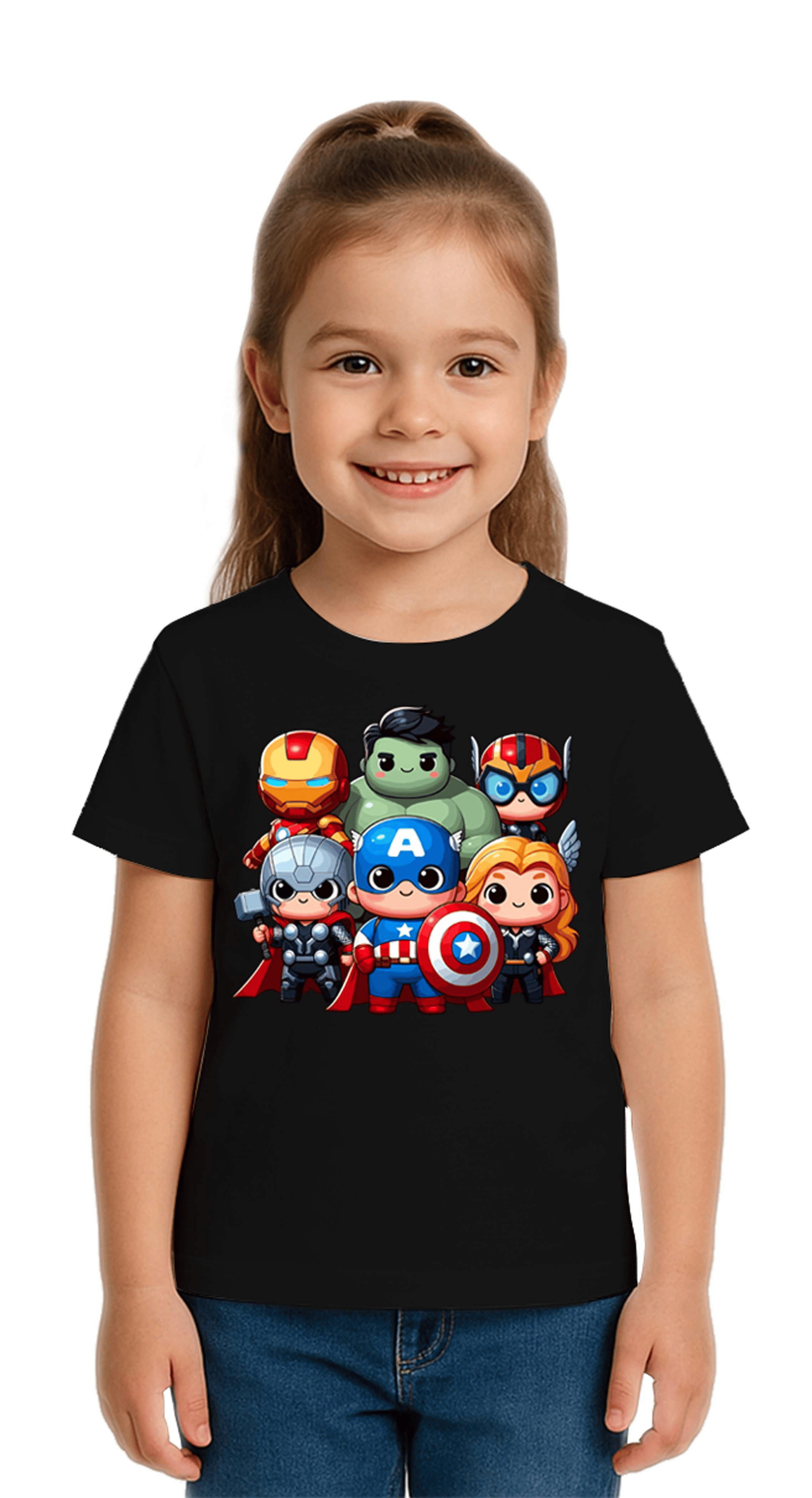 Unisex Hulk Kaptan Amerika Demir Adam Baskılı Çocuk Tişört pamuklu penye kumaş