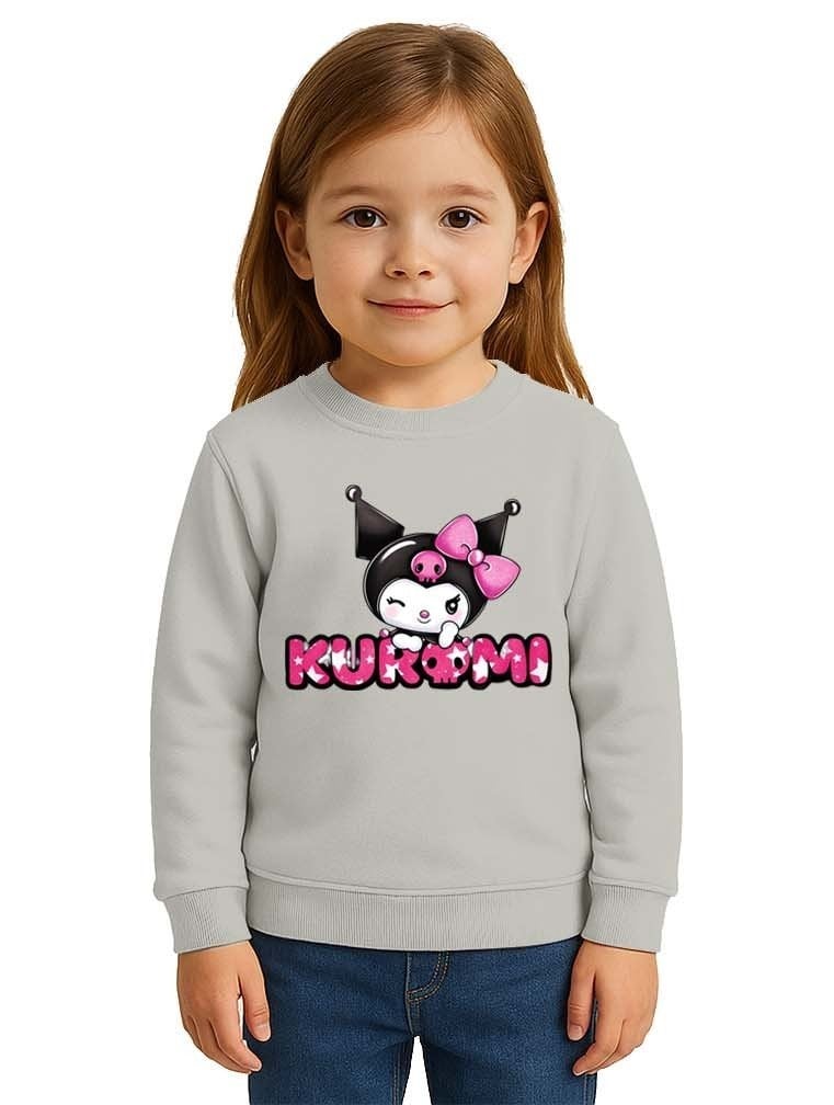 Unisex Kuromi Baskılı Çocuk Swaetshirt 3 İplik Şardonlu