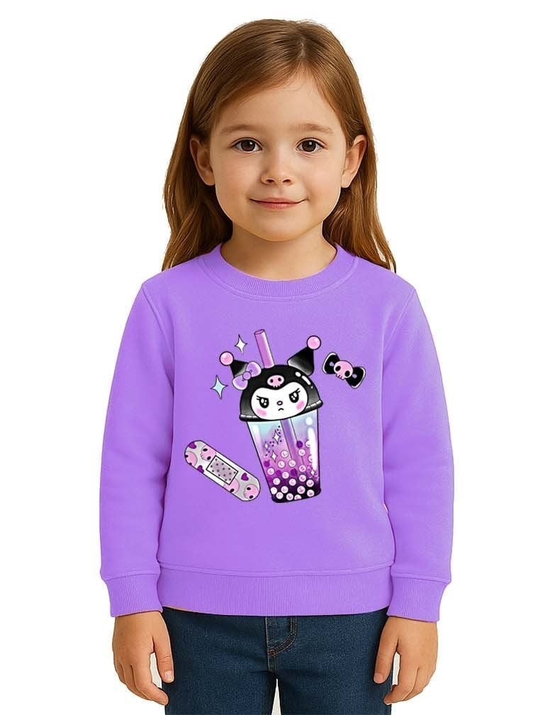Unisex Kuromi Baskılı Çocuk Swaetshirt 3 İplik Şardonlu