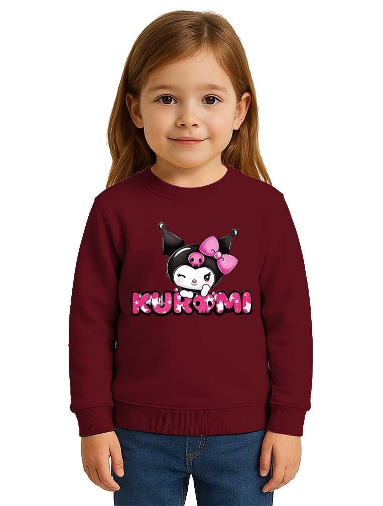 Unisex Kuromi Baskılı Çocuk Swaetshirt 3 İplik Şardonlu