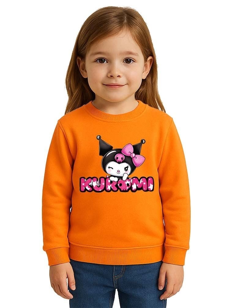 Unisex Kuromi Baskılı Çocuk Swaetshirt 3 İplik Şardonlu