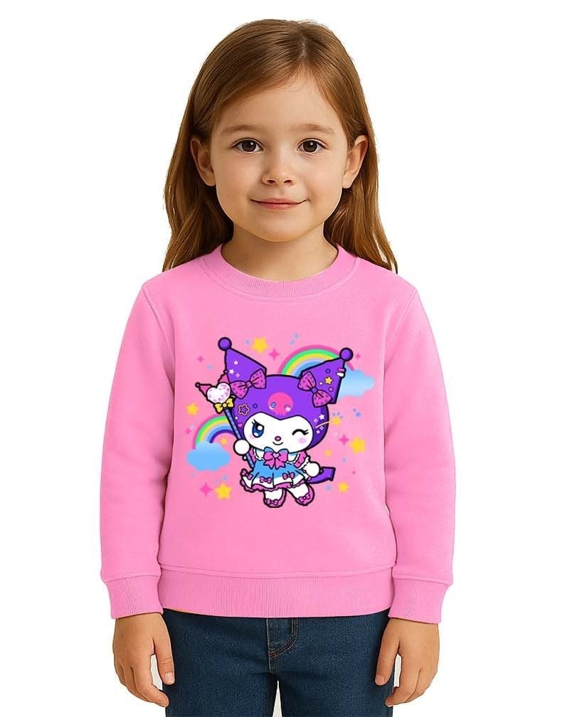 Unisex Kuromi Baskılı Çocuk Swaetshirt 3 İplik Şardonlu