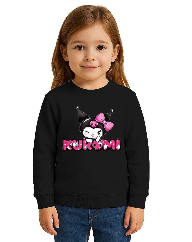 Unisex Kuromi Baskılı Çocuk Swaetshirt 3 İplik Şardonlu