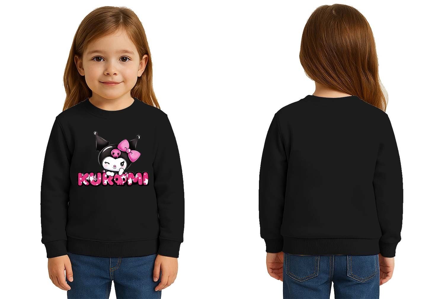 Unisex Kuromi Baskılı Çocuk Swaetshirt 3 İplik Şardonlu