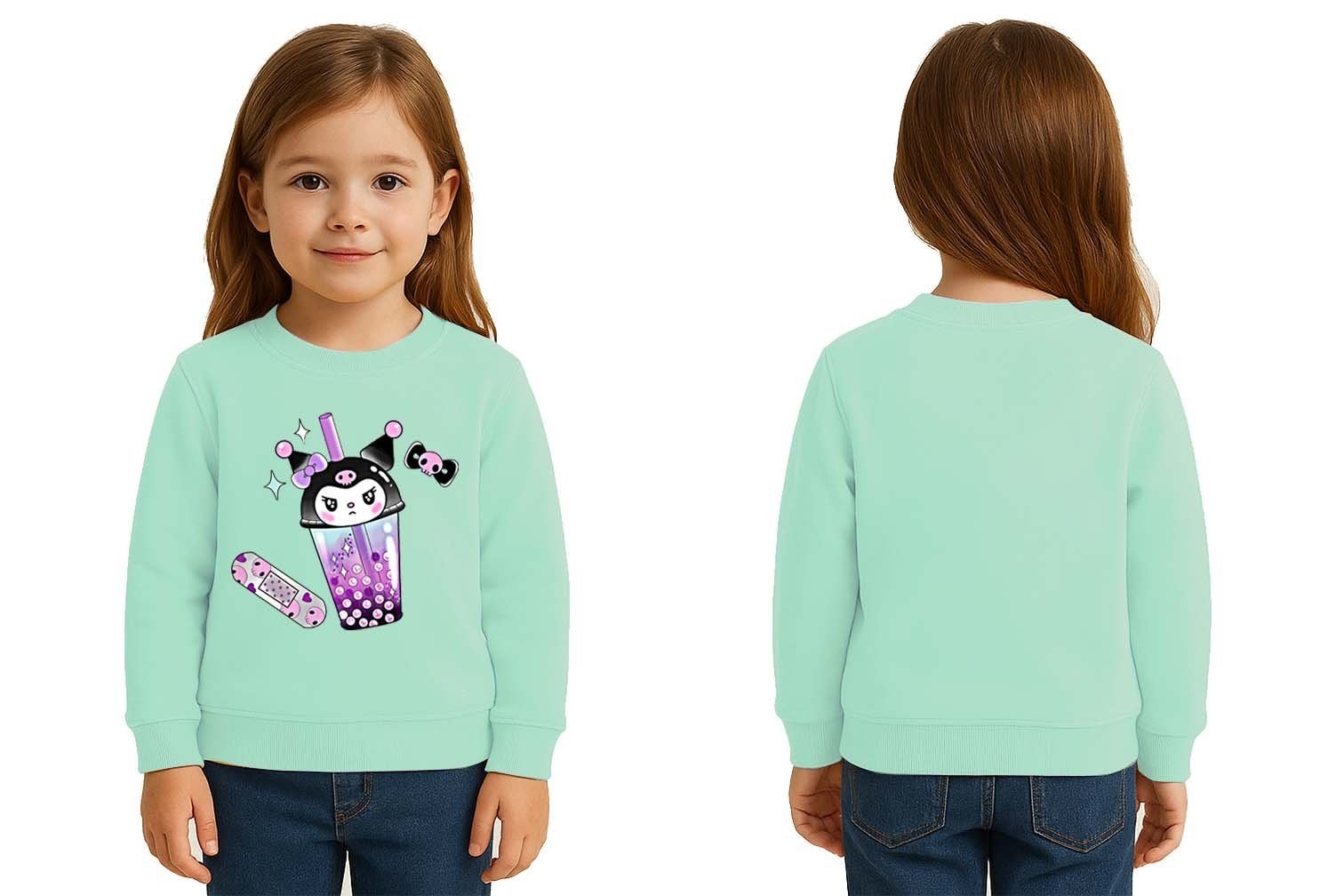 Unisex Kuromi Baskılı Çocuk Swaetshirt 3 İplik Şardonlu