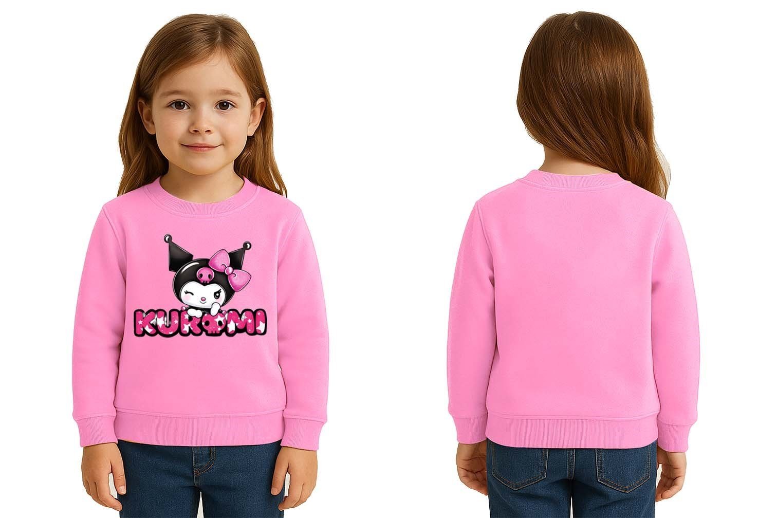 Unisex Kuromi Baskılı Çocuk Swaetshirt 3 İplik Şardonlu