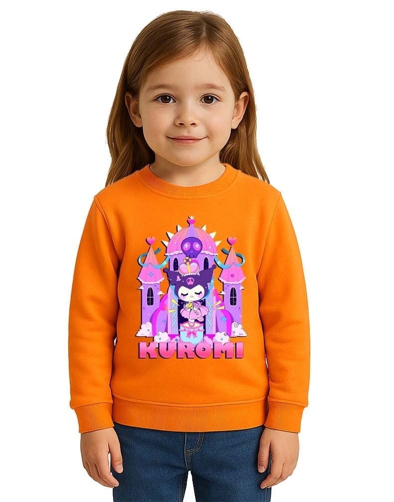 Unisex Kuromi Baskılı Çocuk Swaetshirt 3 İplik Şardonlu