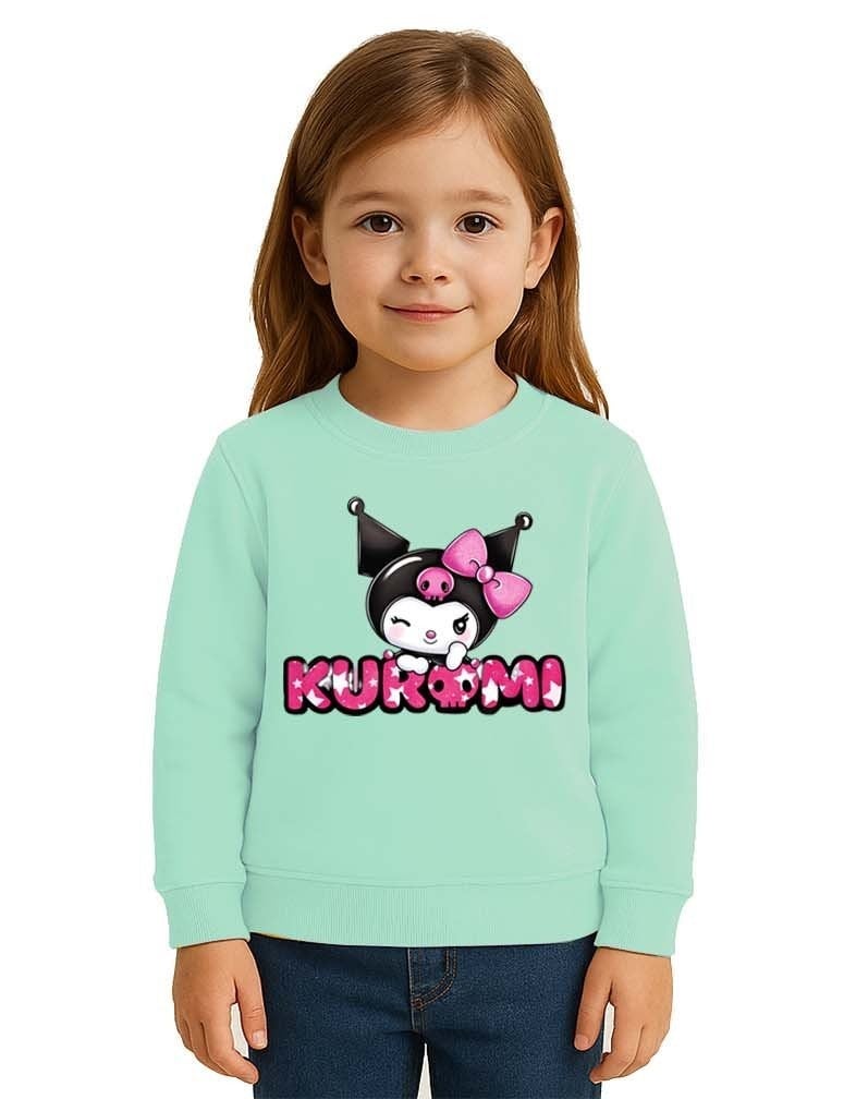 Unisex Kuromi Baskılı Çocuk Swaetshirt 3 İplik Şardonlu