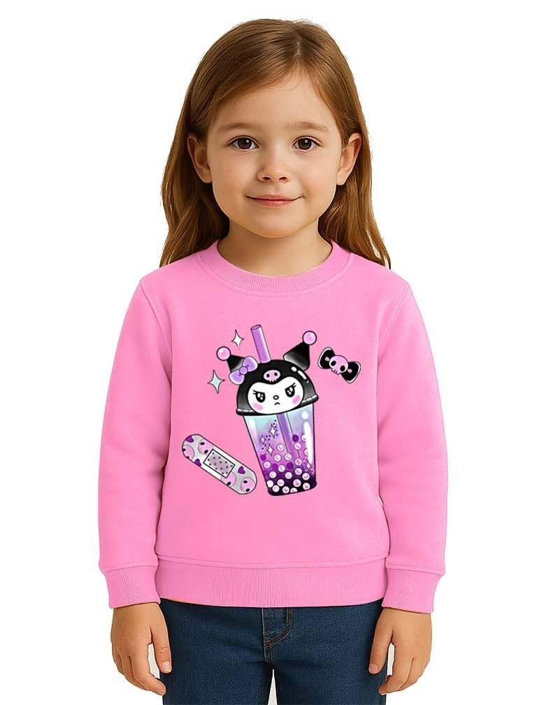 Unisex Kuromi Baskılı Çocuk Swaetshirt 3 İplik Şardonlu