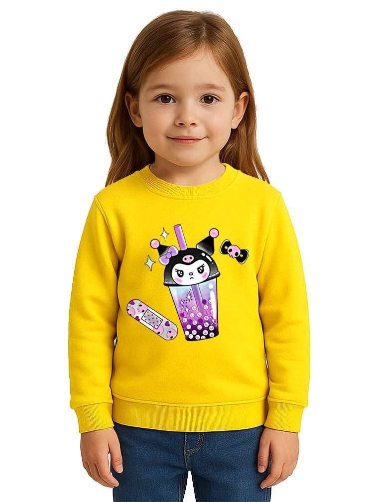Unisex Kuromi Baskılı Çocuk Swaetshirt 3 İplik Şardonlu