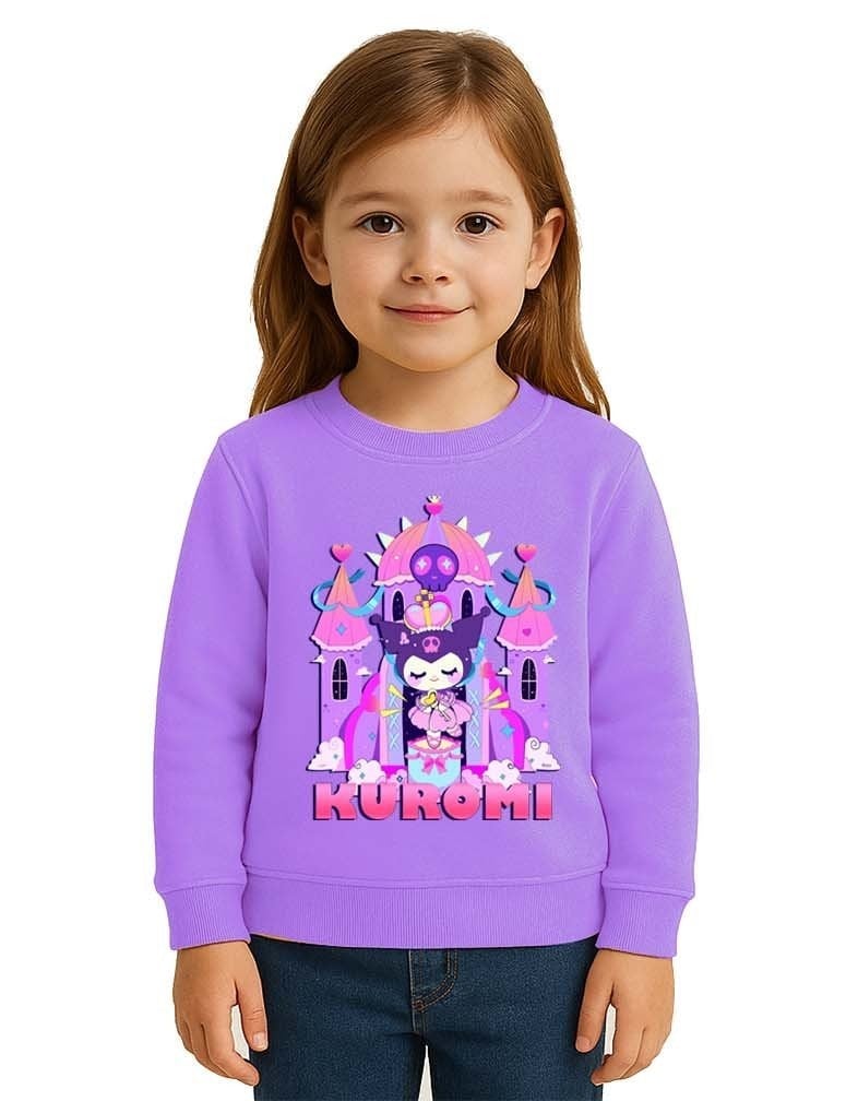 Unisex Kuromi Baskılı Çocuk Swaetshirt 3 İplik Şardonlu